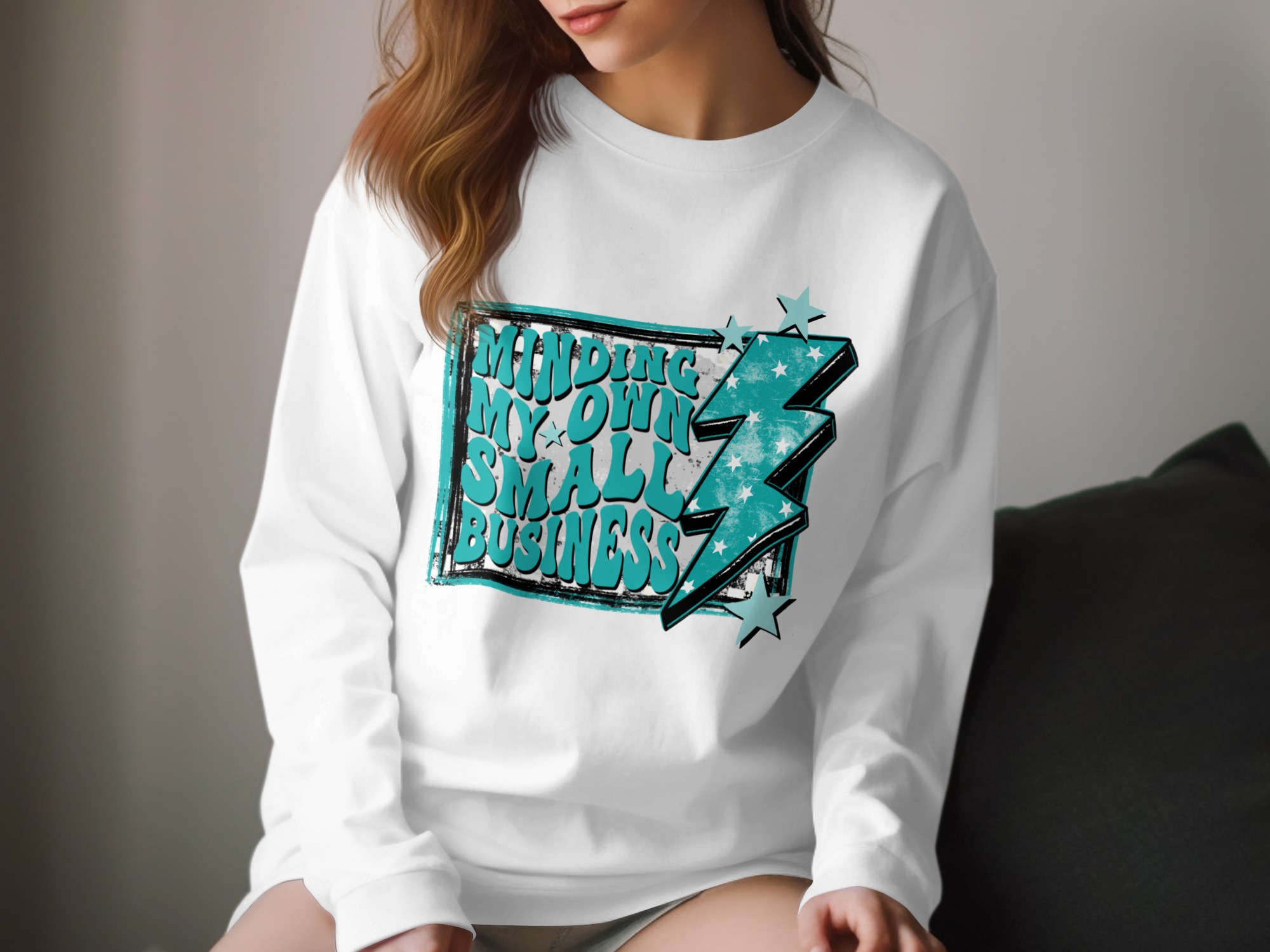 Minding My Own Small Business Long Sleeve T-Shirt, Entrepreneur Gift, Funny Business Owner Shirt, Star Lightning Design
