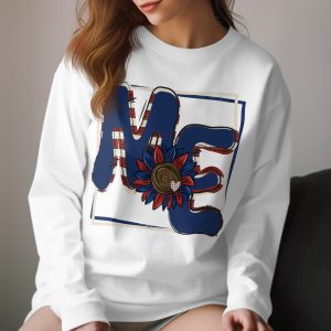 ME Sunflower Long Sleeve T-Shirt, Patriotic Letters Shirt, Red White Blue Shirt, USA Flower Top, July 4th Shirt, Gift For Her, Trendy Tee