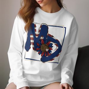 MD Sunflower Long Sleeve T-Shirt, Patriotic Floral Design, USA Pride Shirt, Unique State Apparel, Trendy Americana Style