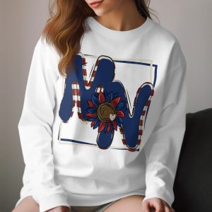 MN Long Sleeve T-Shirt, Patriotic Sunflower Design, Minnesota State Pride, Red White and Blue, Unique Souvenir, Gift Idea