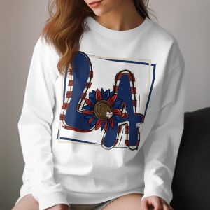 La Long Sleeve T-Shirt, Patriotic la, Sunflower la Shirt, usa la Design, Floral la, Red White Blue, American Pride Shirt, July 4th Shirt