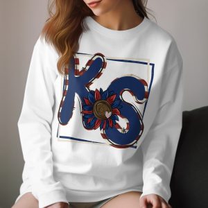KS Sunflower Long Sleeve T-Shirt, Kansas Pride, Red White Blue, Patriotic Sunflower, State Pride Shirt, Gift for Kansan, USA Design