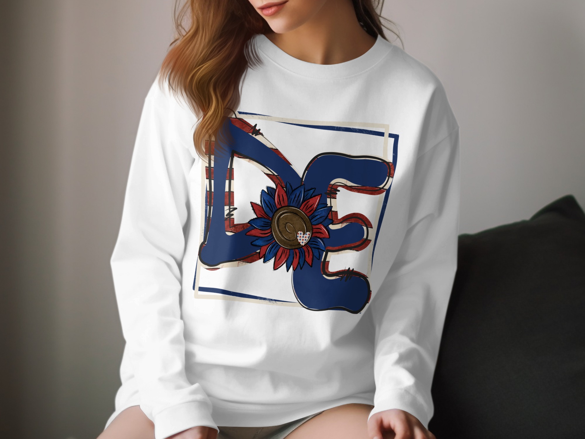 Patriotic DC Long Sleeve T-Shirt, USA Flag, Sunflower, American Pride, District of Columbia, Patriotic Gift, Trendy Shirt