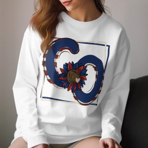 Patriotic Sunflower Long Sleeve T-Shirt, USA Flag Flower Graphic Tee, Red White and Blue Design, American Pride Apparel
