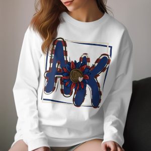 AK Monogram Long Sleeve T-Shirt, Patriotic Sunflower Tee, America Letters Initial Shirt, US Flag Floral Design, Gifts for Her, AK Shirt