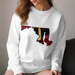 Maryland Flag Art Long Sleeve Shirt, Maryland State Pride Apparel, Unique Maryland Graphic Tee, Maryland Outline Shirt, Maryland Love