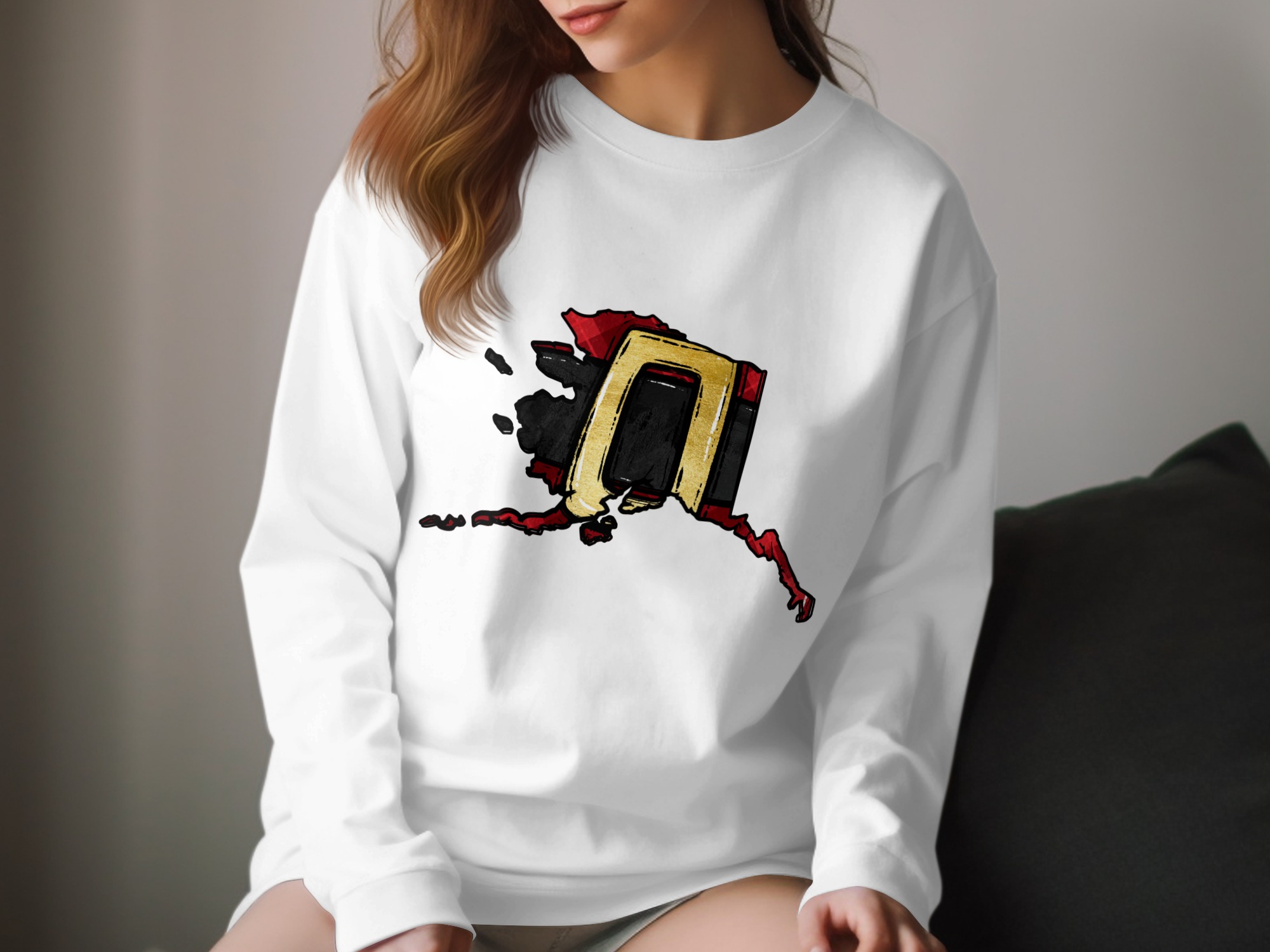 Alaska Flag Inspired Design, Long Sleeve T-Shirt, Unique Alaska Themed Apparel, Gift for Alaskans, Alaska State Pride Shirt