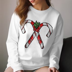 Candy Cane Long Sleeve T-Shirt, Holiday Shirt, Christmas Tee, Festive Outfit, Christmas Gift, Winter Apparel, Celebration Clothes