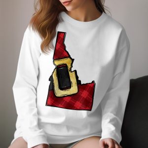 Idaho Plaid State Outline T Shirt, Idaho Letter O Graphic Tee, Rustic State Symbol, Trendy Idaho Clothing, Casual Long Sleeve, Gift Idea