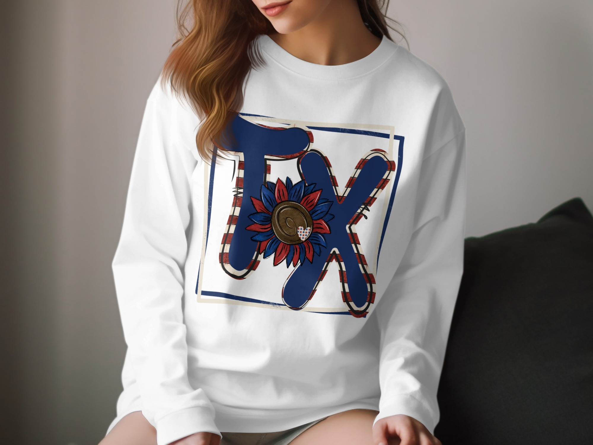 TX Themed Long Sleeve T-Shirt, Rustic Texas Graphic Tee, Southern Charm Shirt, Casual Wear, Trendy Fall Outfit, Unique State Pride Apparel