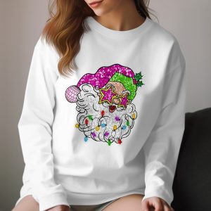 Disco Santa Long Sleeve T-Shirt, Funny Christmas Shirt, Holiday Party Outfit, Star Sunglasses Santa, Festive Santa Shirt, Xmas Long Sleeve