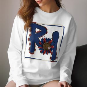 Unique RI Flower Design Long Sleeve T-Shirt, RI State Themed Shirt, Retro Floral Graphic Tee, Rhode Island Pride Top, Cool Gift Idea