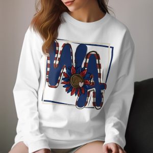 WA Long Sleeve T-Shirt, Retro Style WA Shirt, Vintage Washington Flower Graphic, Washington Love Tee, State Pride Tshirt, WA Floral Top