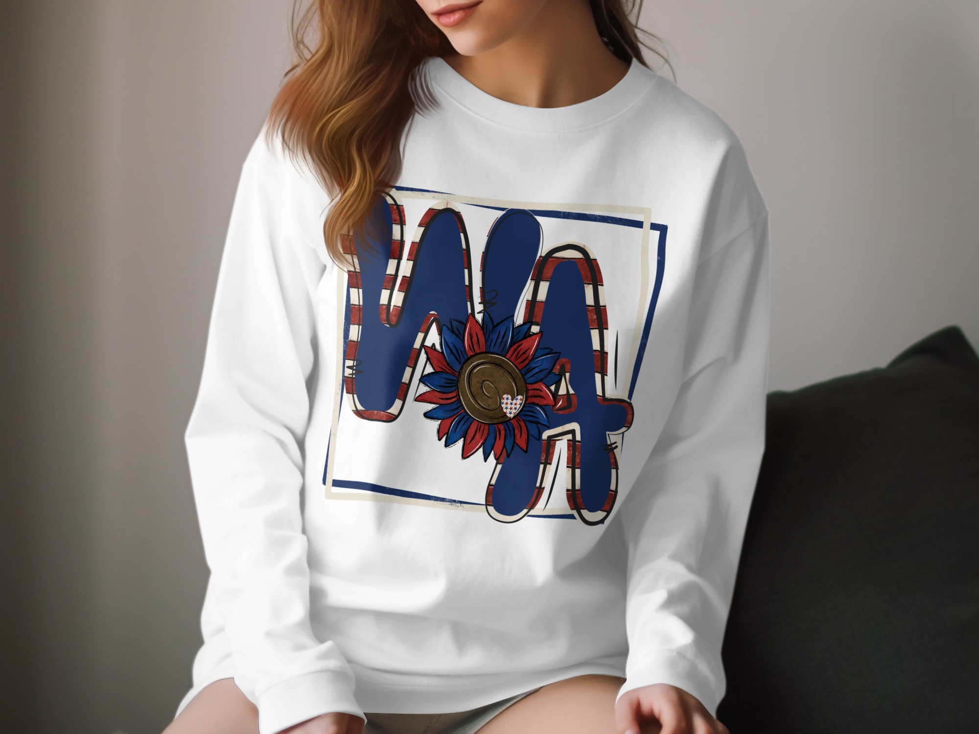 WA Long Sleeve T-Shirt, Retro Style WA Shirt, Vintage Washington Flower Graphic, Washington Love Tee, State Pride Tshirt, WA Floral Top