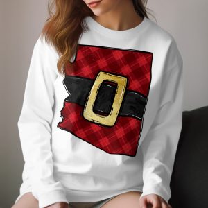 Arizona Santa Belt Plaid Long Sleeve TShirt, Arizona Christmas Shirt, Festive Arizona Holiday Tee, Christmas Plaid State TShirt, Santa Belt