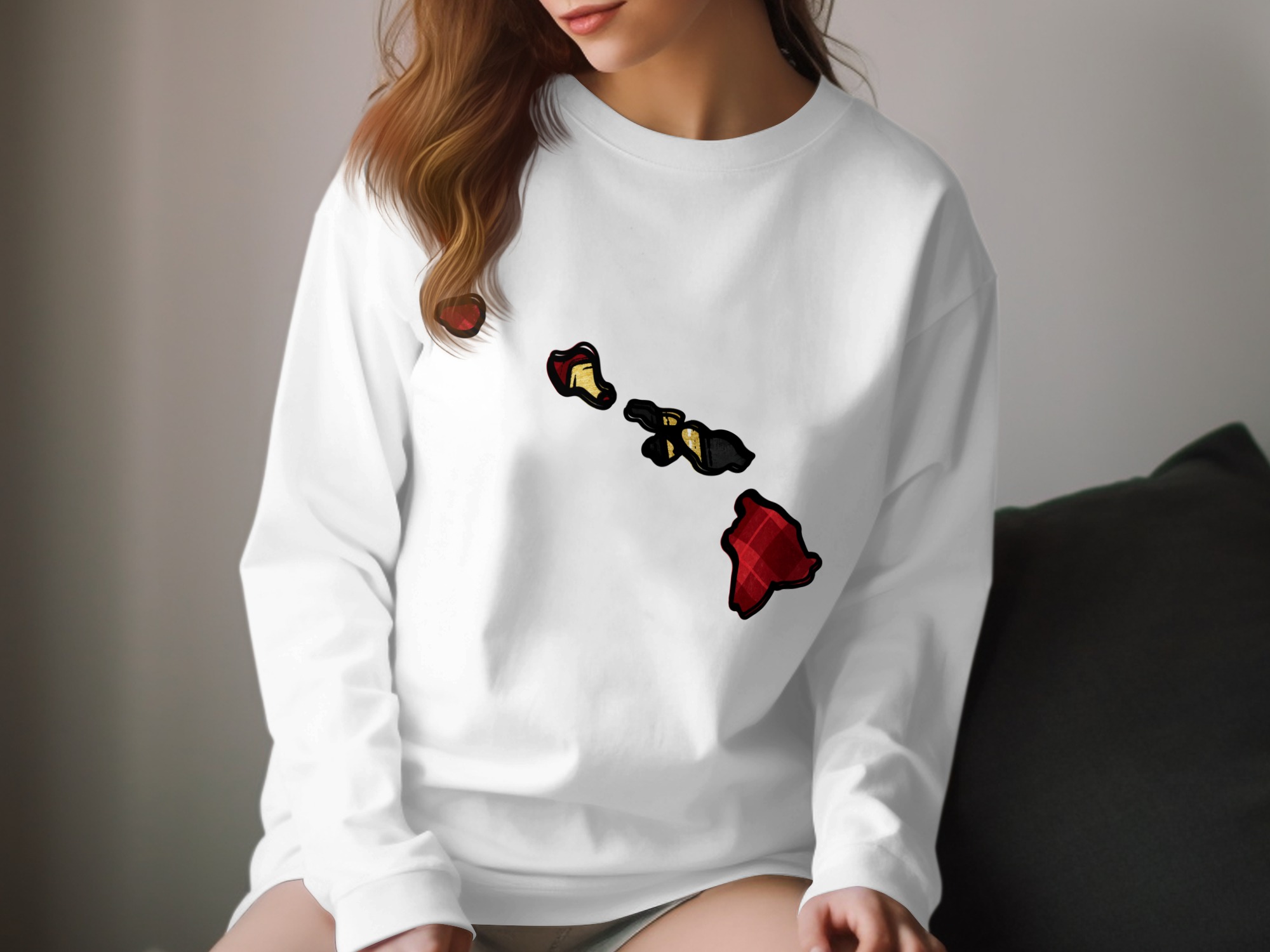 Hawaii Map Long Sleeve T-Shirt, Hawaiian Islands Graphic Tee, Unique Hawaii Shirt, Colorful Map Design, Custom Hawaii Gift T-Shirt, Island