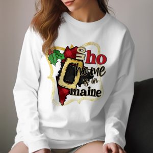 Maine Christmas Long Sleeve T-Shirt, Ho Ho Home, Santa Belt, Maine State Pride, Holiday Gift Idea, Festive Season Apparel