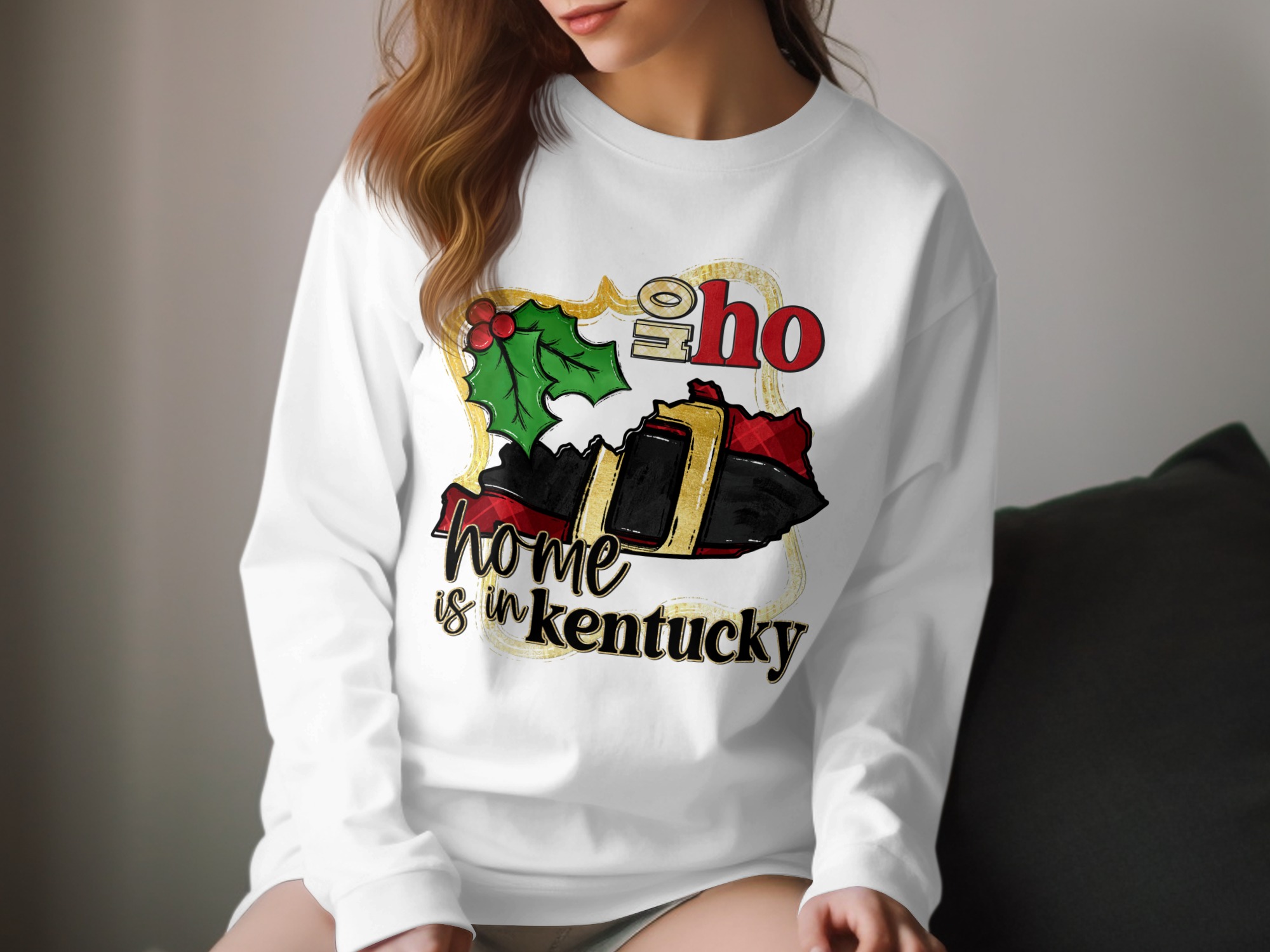 Kentucky Christmas Long Sleeve T-Shirt, Home State Holiday Shirt, Kentucky Pride Tee, Xmas Gift for Kentuckians, Long Sleeve Tee