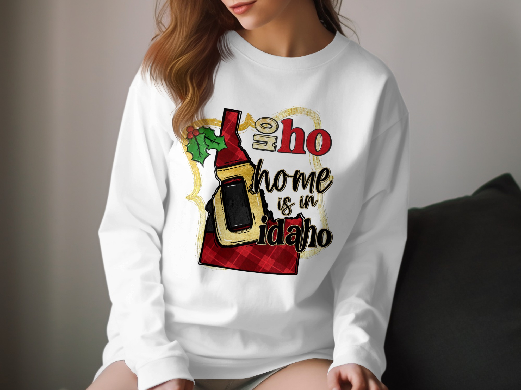 Ho Ho Home Idaho Long Sleeve T-Shirt, Christmas Idaho Shirt, Holiday Idaho Shirt, Idaho Christmas Gift, Idaho Gift Idea, Idaho Shirt