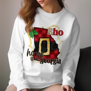 Home is in Georgia Long Sleeve T-Shirt, Ho Ho Ho, Christmas Georgia State Pride, Santa Belt, Georgia Gift, Holiday Shirt
