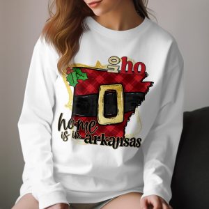 Arkansas Christmas Long Sleeve T-Shirt, Santa Belt State Pride Tee, Home State Holiday Shirt, Ho Ho Home Arkansas Shirt