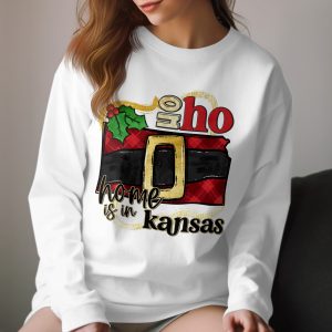 Kansas Christmas Long Sleeve T-Shirt, Home State Holiday Shirt, Santa Belt Kansas Tee, Kansas Pride Xmas Shirt, State Long Sleeve Tee