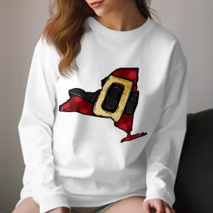 New York Christmas Long Sleeve T-Shirt, State Santa Belt Design, Holiday Gift, NY Pride, Xmas Tee, Festive Apparel