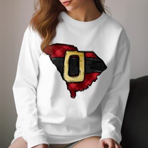 South Carolina Santa Belt Long Sleeve T-Shirt, Plaid SC Christmas, Holiday Gift Idea, Southern Pride, State Map Apparel