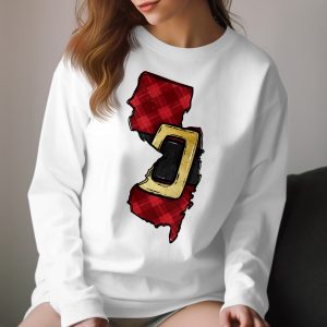 New Jersey Santa Suit Long Sleeve T-Shirt, Christmas State Pride Apparel, Holiday Gift NJ, Festive Winter Top, Jersey Christmas Shirt