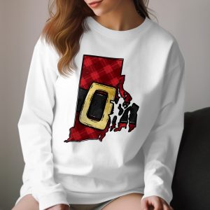 Rhode Island Santa Belt Long Sleeve T-Shirt, Christmas State Pride Apparel, Holiday Graphic Tee, Rhode Island Gift Idea