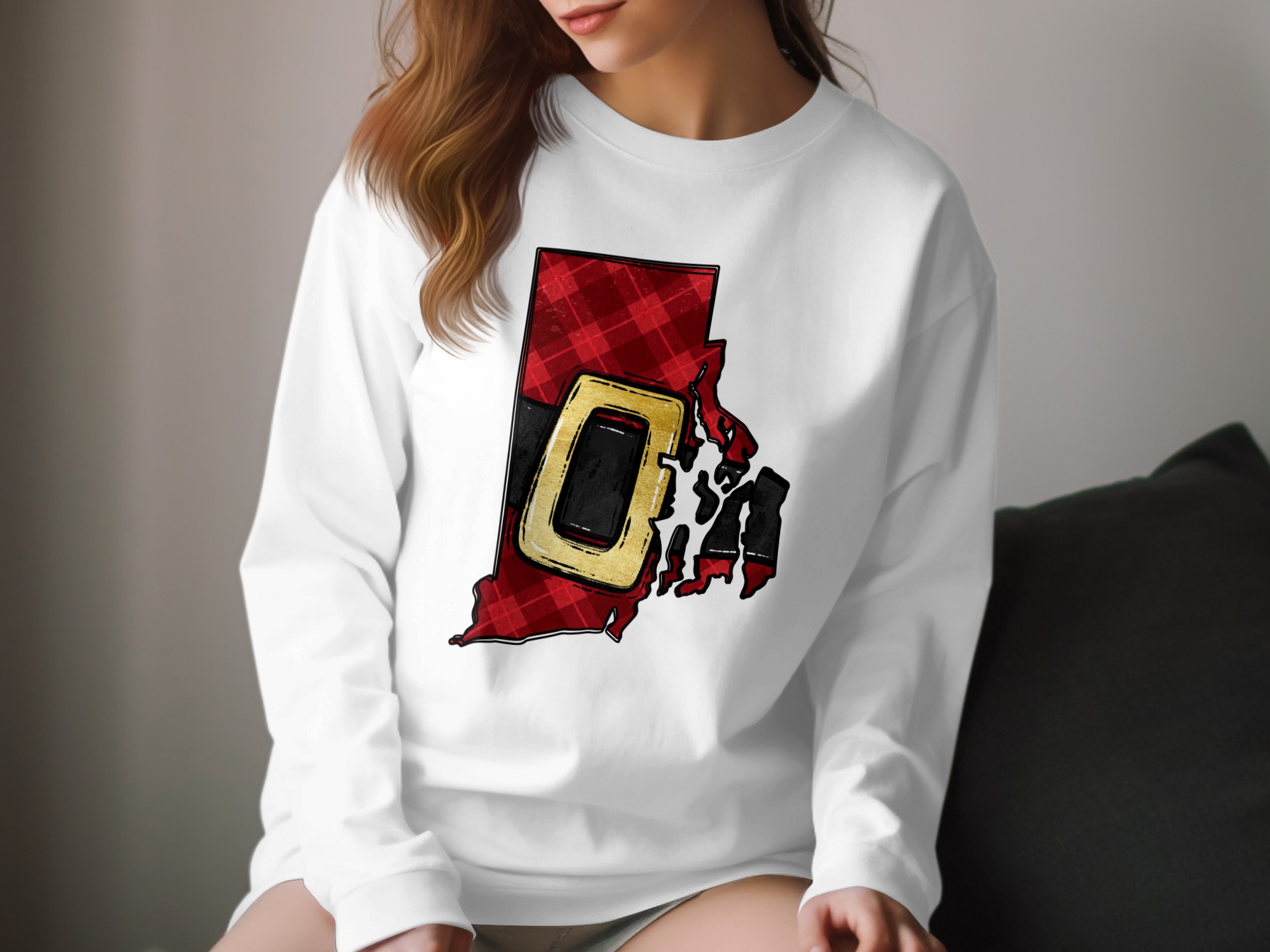 Rhode Island Santa Belt Long Sleeve T-Shirt, Christmas State Pride Apparel, Holiday Graphic Tee, Rhode Island Gift Idea