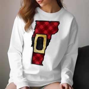 Plaid Santa Belt Long Sleeve T Shirt, Christmas Holiday Shirt, Festive Long Sleeve Tee, Winter Apparel, Holiday Outfit, Xmas Fashion