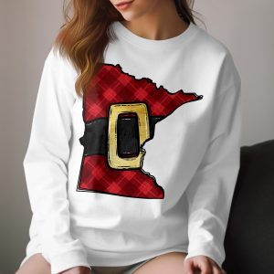 Minnesota Christmas Long Sleeve T-Shirt, Plaid State Santa Belt Apparel, Holiday Graphic Tee, MN Lover Gift, Festive Winter Clothes