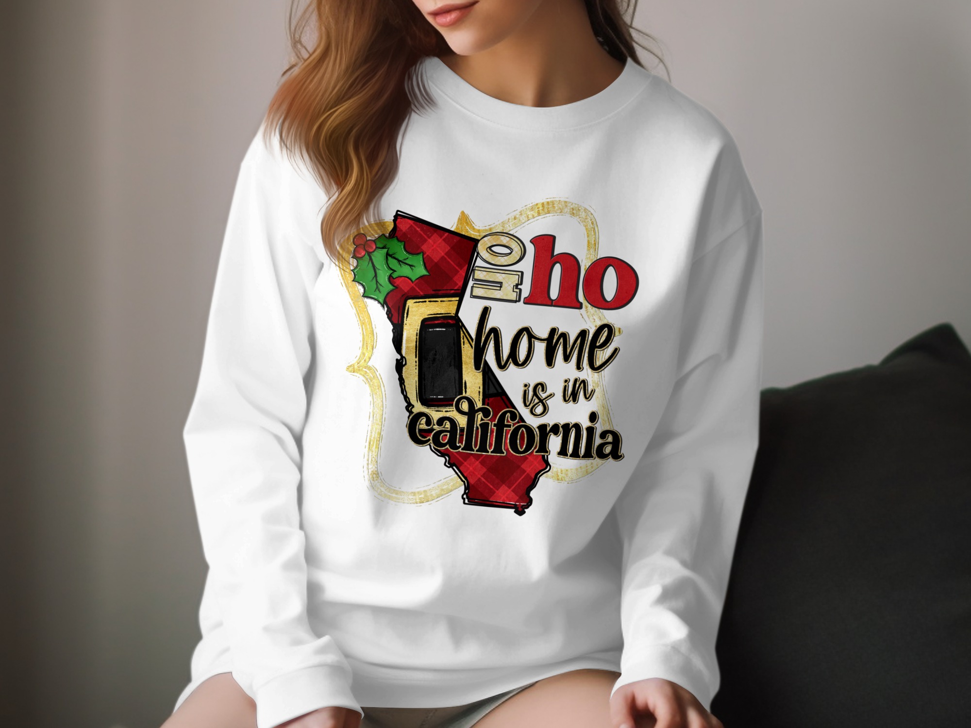 California Christmas Long Sleeve T-Shirt, Home State Holiday Tee, Ho Ho Home, California Gift, State Pride, Holiday Apparel, Winter Shirt