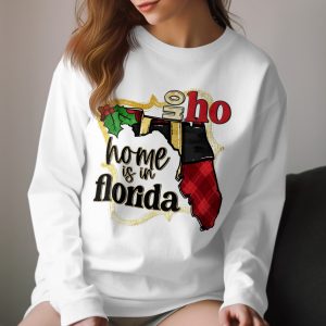 Florida Christmas Long Sleeve T-Shirt, Home is in Florida, Holiday Tee, Winter T Shirt, State Pride, Gift for Floridian, Festive Shirt