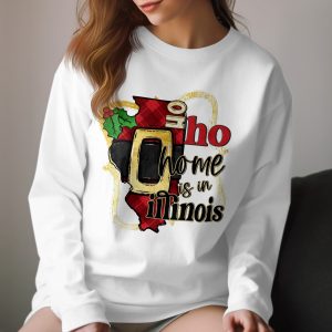 Illinois Home Long Sleeve T-Shirt, State Pride Shirt, Christmas in Illinois Tee, Holiday Tee, Illinois Gift, Hometown Apparel