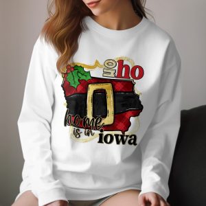 Iowa Christmas Long Sleeve T-Shirt, Ho Ho Home Iowa, Santa Belt, Holiday Shirt, Iowa Gift, Iowa Christmas Gift, Iowa Home, Xmas Shirt