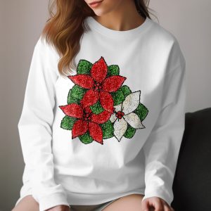 Poinsettia Long Sleeve T-Shirt, Christmas Flower Tee, Holiday Season Apparel, Winter Floral Shirt, Botanical Design