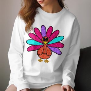 Thanksgiving Turkey Long Sleeve T-Shirt, Colorful Autumn Tee, Fall Outfit, Holiday Apparel, Cute Bird Design, Festive Season Shirt