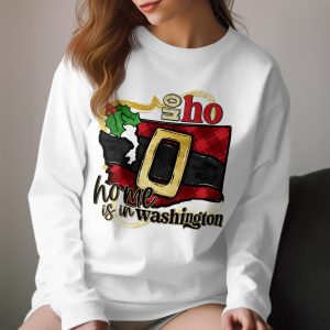 Home is in Washington Long Sleeve T-Shirt, WA Christmas Shirt, Washington State Santa Belt Gift, Holiday Outfit, Xmas Apparel