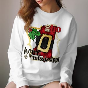 Mississippi Christmas Long Sleeve T-Shirt, Home State Holiday Tee, Santa Belt Design, Funny Christmas Shirt, State Pride Gift