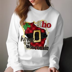 Wisconsin Christmas Long Sleeve T-Shirt, Home State Holiday Tee, Ho Ho Ho Wisconsin Shirt, State Pride Christmas, Wisconsin Gift Idea