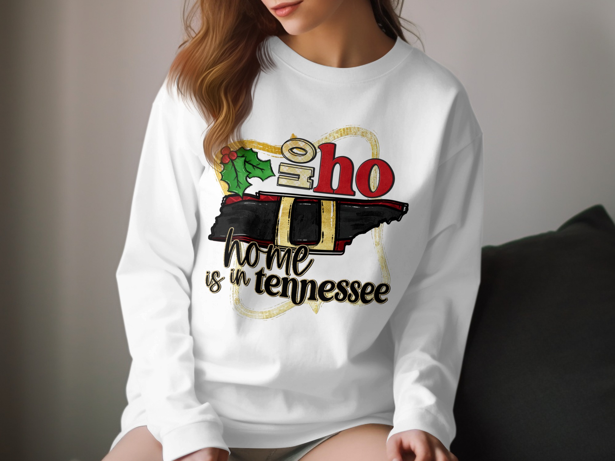 Tennessee Christmas Long Sleeve T-Shirt, Home State Holiday Shirt, Ho Ho Ho Tee, Xmas Long Sleeve Shirt, State Pride Christmas Gift