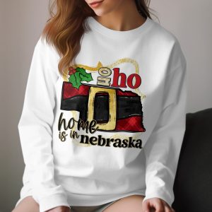 Home is in Nebraska Long Sleeve T-Shirt, Oh Ho Ho State Holiday Shirt, Christmas Shirt, Nebraska State Pride, Holiday Gift, Nebraska Gift