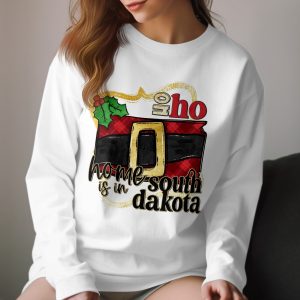 Home South Dakota Long Sleeve T-Shirt, Christmas Gift, Santa Belt, Ho Ho Ho, Holiday Apparel, State Pride, Winter Clothing, Festive Design