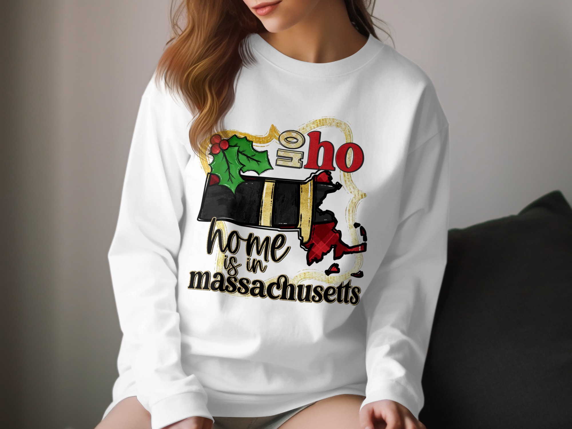 Massachusetts Home State Long Sleeve T-Shirt, Christmas Home Gift, New England Tee, Winter Holiday Clothing, Massachusetts Pride Tee