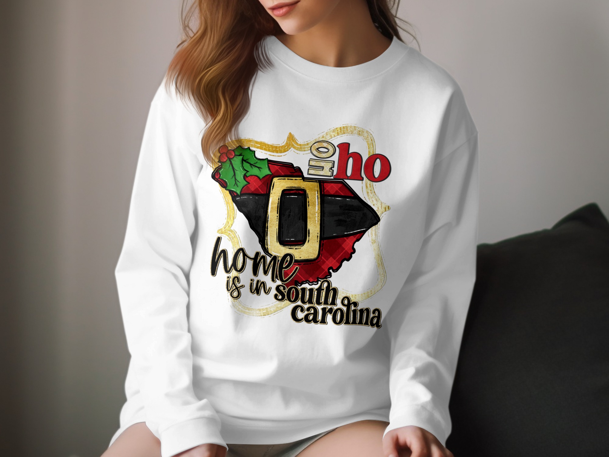 South Carolina Christmas Long Sleeve T-Shirt, Santa Belt State Pride Holiday Tee, Home State SC Christmas Gift, Palmetto State Souvenir