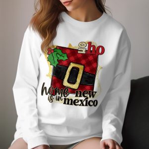 New Mexico Christmas Long Sleeve T-Shirt, Home is in NM, Santa Belt Ho Ho Ho, Holiday Gift Tee, State Pride Christmas, NM Xmas Apparel