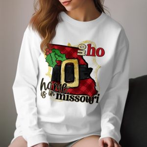 Home is in Missouri Long Sleeve T-Shirt, Missouri Santa Belt, Christmas Long Sleeve T-Shirt, Missouri Xmas Gift, Missouri Ho Ho Ho