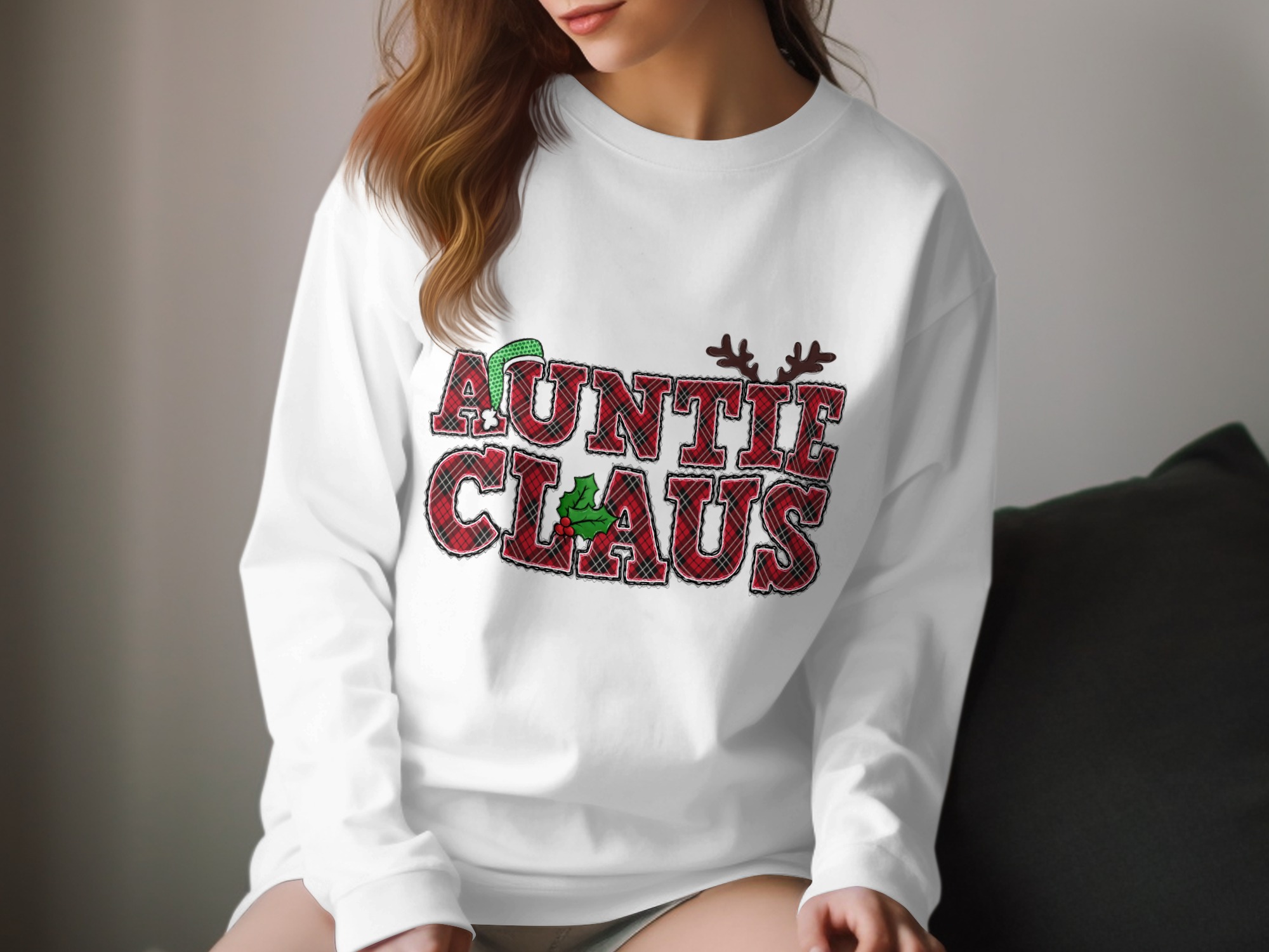 Auntie Claus Long Sleeve T-Shirt, Christmas Aunt, Festive Auntie, Holiday Shirt, Xmas Gift, Family Matching, Aunt Shirt, Gift for Aunt